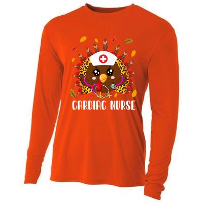 Cardiac Nurse Leopard Turkey Leopard Nursing Thanksgiving Gift Cooling Performance Long Sleeve Crew