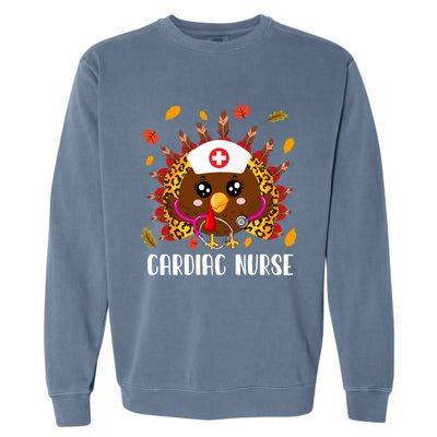 Cardiac Nurse Leopard Turkey Leopard Nursing Thanksgiving Gift Garment-Dyed Sweatshirt