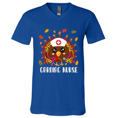 Cardiac Nurse Leopard Turkey Leopard Nursing Thanksgiving Gift V-Neck T-Shirt