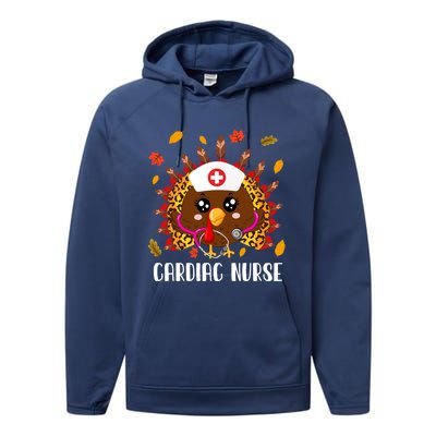 Cardiac Nurse Leopard Turkey Leopard Nursing Thanksgiving Gift Performance Fleece Hoodie