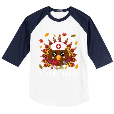 Cardiac Nurse Leopard Turkey Leopard Nursing Thanksgiving Gift Baseball Sleeve Shirt