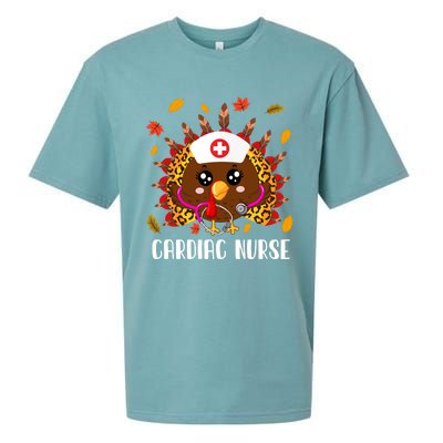 Cardiac Nurse Leopard Turkey Leopard Nursing Thanksgiving Gift Sueded Cloud Jersey T-Shirt