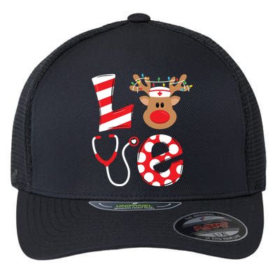 Christmas Nurse Love Nicu Rn Er Santa Reindeer Nurse Hat Elf Flexfit Unipanel Trucker Cap