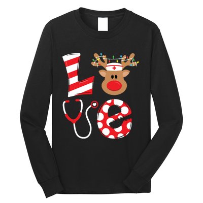 Christmas Nurse Love Nicu Rn Er Santa Reindeer Nurse Hat Elf Long Sleeve Shirt