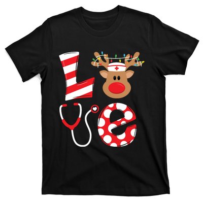 Christmas Nurse Love Nicu Rn Er Santa Reindeer Nurse Hat Elf T-Shirt