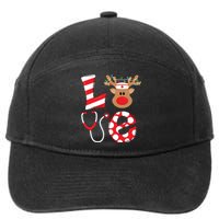 Christmas Nurse Love Nicu Rn Er Santa Reindeer Nurse Hat Elf 7-Panel Snapback Hat