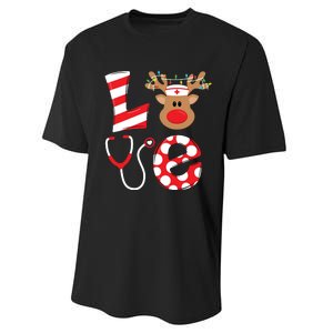 Christmas Nurse Love Nicu Rn Er Santa Reindeer Nurse Hat Elf Performance Sprint T-Shirt