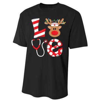 Christmas Nurse Love Nicu Rn Er Santa Reindeer Nurse Hat Elf Performance Sprint T-Shirt