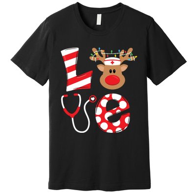 Christmas Nurse Love Nicu Rn Er Santa Reindeer Nurse Hat Elf Premium T-Shirt