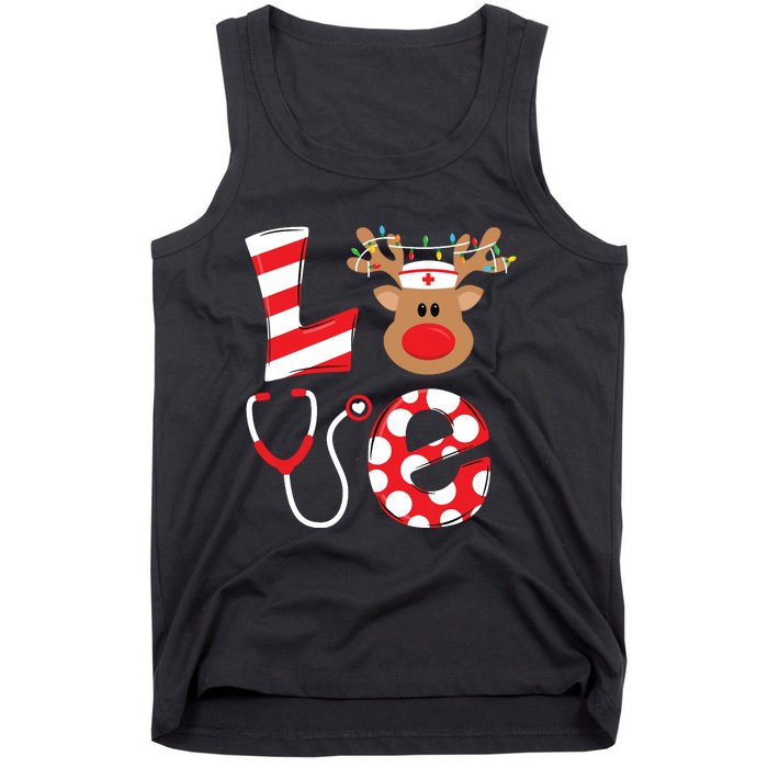 Christmas Nurse Love Nicu Rn Er Santa Reindeer Nurse Hat Elf Tank Top