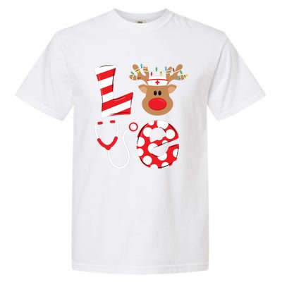 Christmas Nurse Love Nicu Rn Er Santa Reindeer Nurse Hat Elf Garment-Dyed Heavyweight T-Shirt