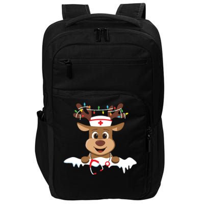 Christmas Nurse Love Nicu Rn Er Santa Reindeer Nurse Hat Elf Impact Tech Backpack