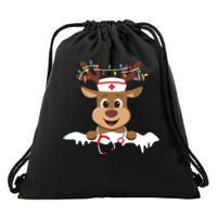 Christmas Nurse Love Nicu Rn Er Santa Reindeer Nurse Hat Elf Drawstring Bag