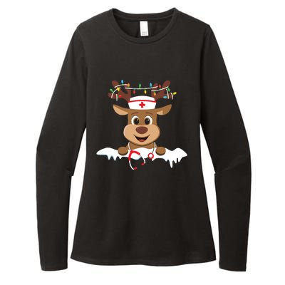 Christmas Nurse Love Nicu Rn Er Santa Reindeer Nurse Hat Elf Womens CVC Long Sleeve Shirt