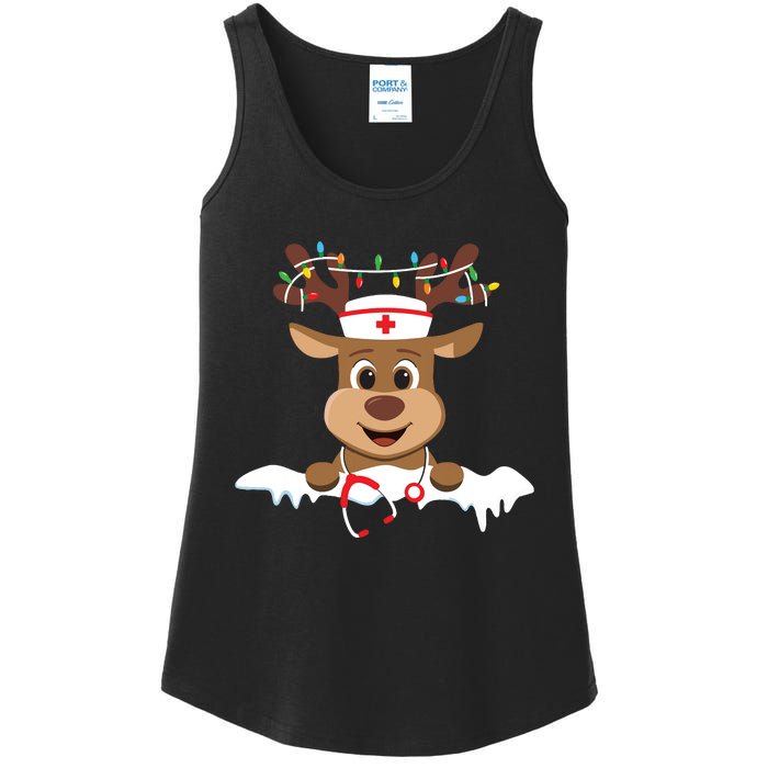 Christmas Nurse Love Nicu Rn Er Santa Reindeer Nurse Hat Elf Ladies Essential Tank