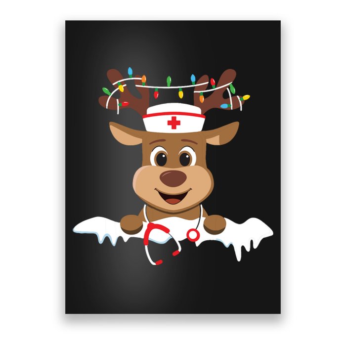 Christmas Nurse Love Nicu Rn Er Santa Reindeer Nurse Hat Elf Poster