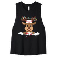 Christmas Nurse Love Nicu Rn Er Santa Reindeer Nurse Hat Elf Women's Racerback Cropped Tank