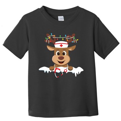 Christmas Nurse Love Nicu Rn Er Santa Reindeer Nurse Hat Elf Toddler T-Shirt