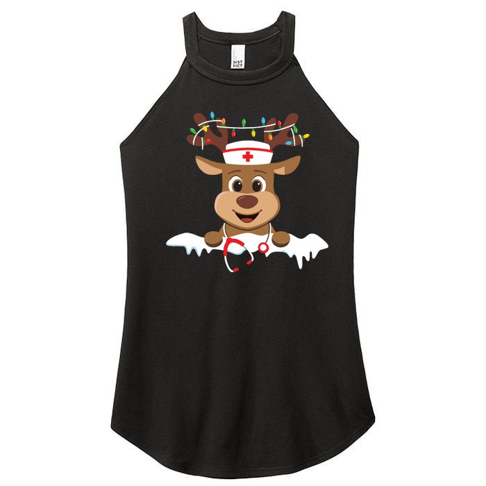 Christmas Nurse Love Nicu Rn Er Santa Reindeer Nurse Hat Elf Women's Perfect Tri Rocker Tank