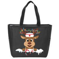 Christmas Nurse Love Nicu Rn Er Santa Reindeer Nurse Hat Elf Zip Tote Bag