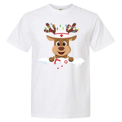 Christmas Nurse Love Nicu Rn Er Santa Reindeer Nurse Hat Elf Garment-Dyed Heavyweight T-Shirt