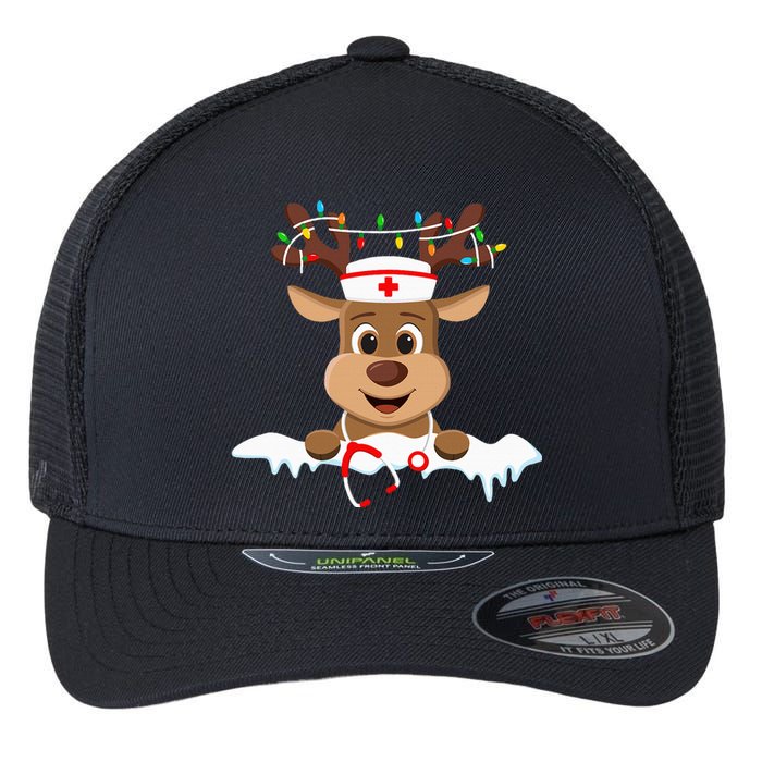 Christmas Nurse Love NICU RN ER Santa Reindeer Nurse Hat Elf Flexfit Unipanel Trucker Cap