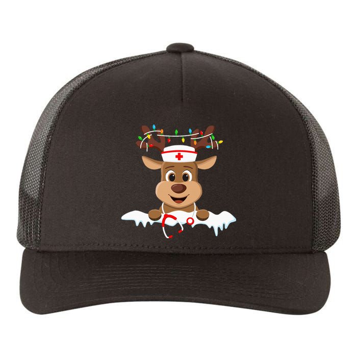 Christmas Nurse Love NICU RN ER Santa Reindeer Nurse Hat Elf Yupoong Adult 5-Panel Trucker Hat