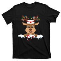 Christmas Nurse Love NICU RN ER Santa Reindeer Nurse Hat Elf T-Shirt