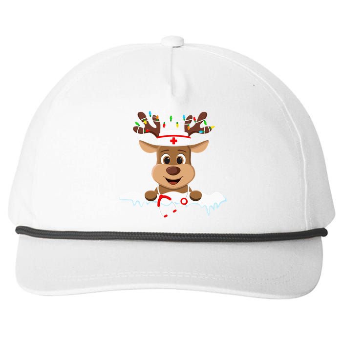 Christmas Nurse Love NICU RN ER Santa Reindeer Nurse Hat Elf Snapback Five-Panel Rope Hat