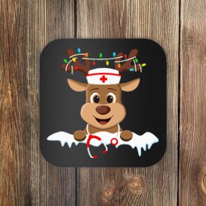 Christmas Nurse Love NICU RN ER Santa Reindeer Nurse Hat Elf Coaster