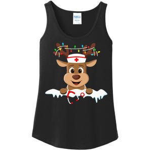 Christmas Nurse Love NICU RN ER Santa Reindeer Nurse Hat Elf Ladies Essential Tank