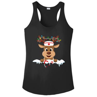 Christmas Nurse Love NICU RN ER Santa Reindeer Nurse Hat Elf Ladies PosiCharge Competitor Racerback Tank