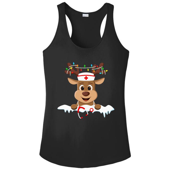 Christmas Nurse Love NICU RN ER Santa Reindeer Nurse Hat Elf Ladies PosiCharge Competitor Racerback Tank