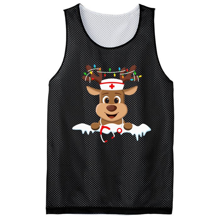 Christmas Nurse Love NICU RN ER Santa Reindeer Nurse Hat Elf Mesh Reversible Basketball Jersey Tank