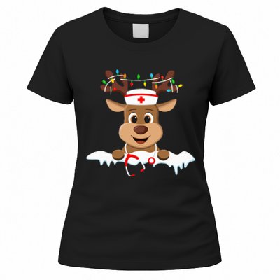 Christmas Nurse Love NICU RN ER Santa Reindeer Nurse Hat Elf Women's T-Shirt