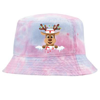 Christmas Nurse Love NICU RN ER Santa Reindeer Nurse Hat Elf Tie-Dyed Bucket Hat