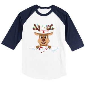 Christmas Nurse Love NICU RN ER Santa Reindeer Nurse Hat Elf Baseball Sleeve Shirt