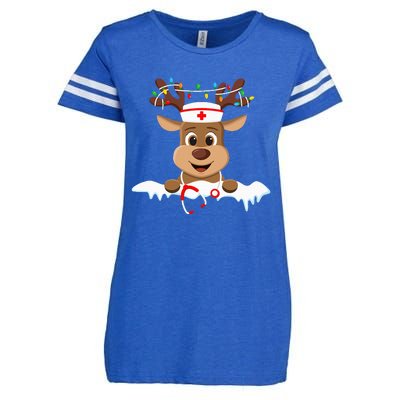 Christmas Nurse Love NICU RN ER Santa Reindeer Nurse Hat Elf Enza Ladies Jersey Football T-Shirt