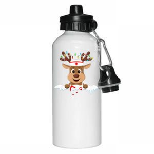 Christmas Nurse Love NICU RN ER Santa Reindeer Nurse Hat Elf Aluminum Water Bottle