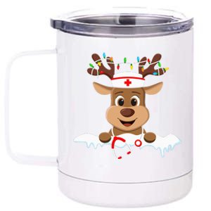 Christmas Nurse Love NICU RN ER Santa Reindeer Nurse Hat Elf 12 oz Stainless Steel Tumbler Cup