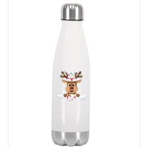 Christmas Nurse Love NICU RN ER Santa Reindeer Nurse Hat Elf Stainless Steel Insulated Water Bottle