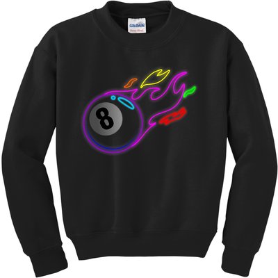 Colorful Neon Lights Eight Ball Billiards Pool Mm Kids Sweatshirt