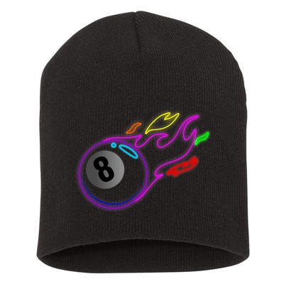 Colorful Neon Lights Eight Ball Billiards Pool Mm Short Acrylic Beanie