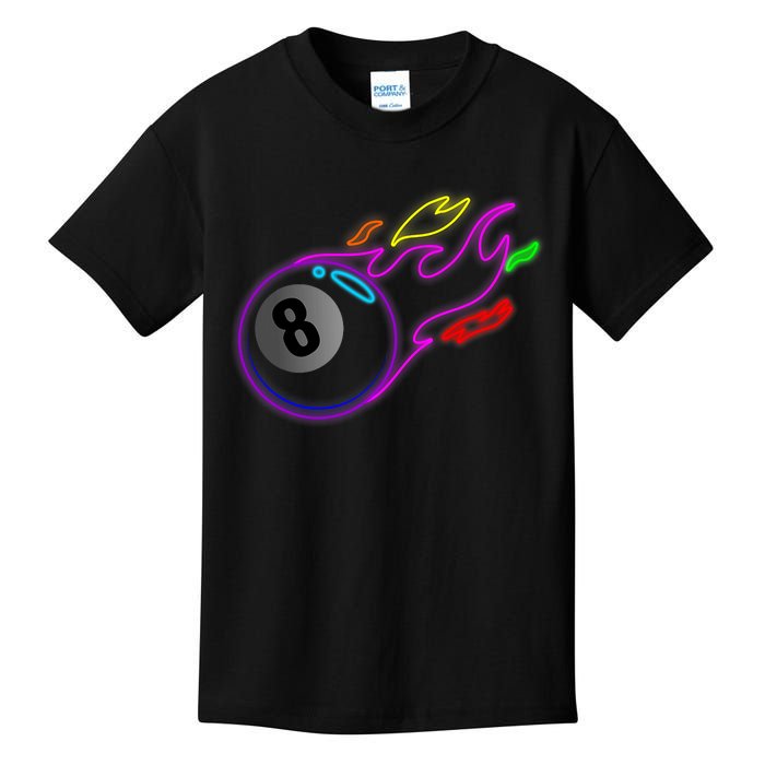 Colorful Neon Lights Eight Ball Billiards Pool Mm Kids T-Shirt