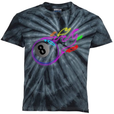 Colorful Neon Lights Eight Ball Billiards Pool Mm Kids Tie-Dye T-Shirt