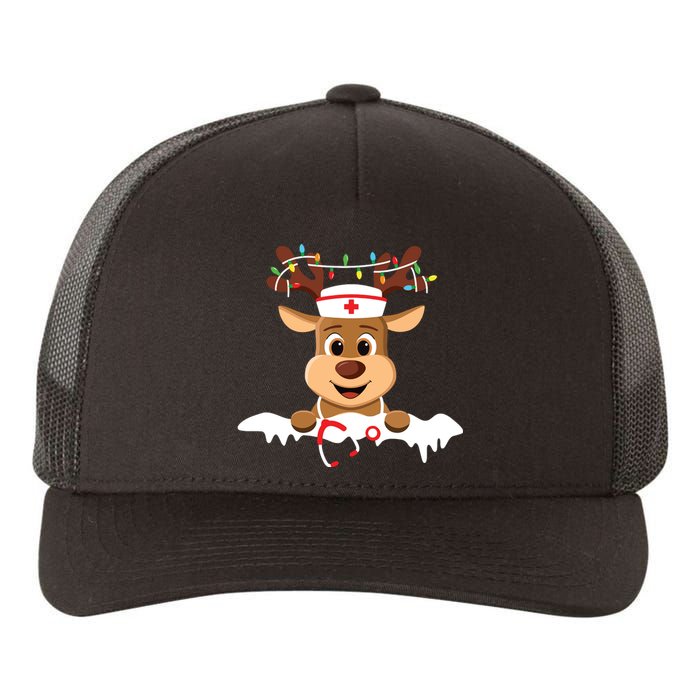 Christmas Nurse Love Nicu Rn Er Santa Reindeer Nurse Hat Elf Yupoong Adult 5-Panel Trucker Hat