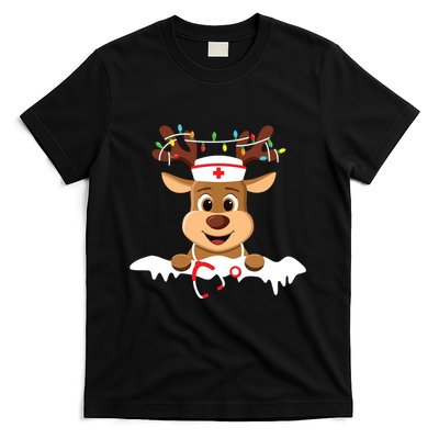 Christmas Nurse Love Nicu Rn Er Santa Reindeer Nurse Hat Elf T-Shirt