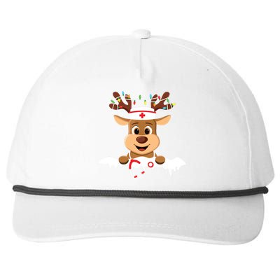 Christmas Nurse Love Nicu Rn Er Santa Reindeer Nurse Hat Elf Snapback Five-Panel Rope Hat