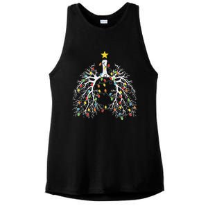 Christmas Nurse Lung Xmas Lights Funny Pulmonologist Xmas Ladies PosiCharge Tri-Blend Wicking Tank