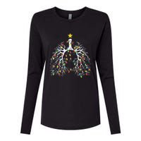 Christmas Nurse Lung Xmas Lights Funny Pulmonologist Xmas Womens Cotton Relaxed Long Sleeve T-Shirt